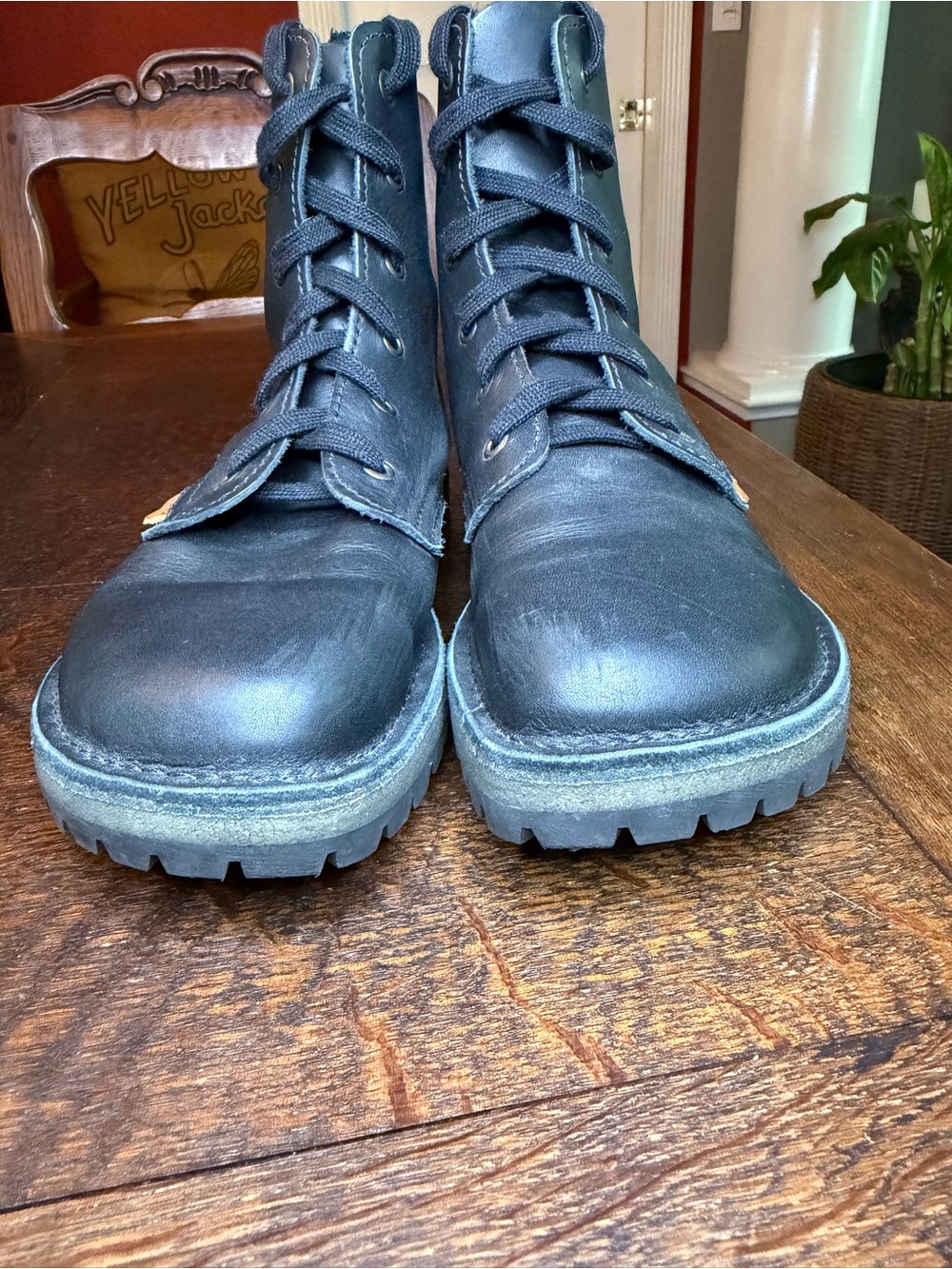 Conker Shoes Handmade Leather Derby Boots Black Unisex UK 6F Women 8.5 US Wide - Picture 4 of 14